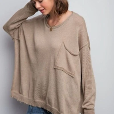 Suéter de Gran Tamaño Caballete Para Mujer S Caqui Cómodo Fin de Semana Grunge Alt Slouchy Scene Foto 1 de 4