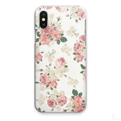 VINTAGE FLORAL PRINT PHONE CASE PINK FLOWER HARD COVER FOR APPLE SAMSUNG HUAWEI - Image 1 of 4