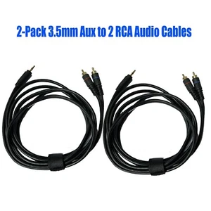 Cable adaptador RCA auxiliar a 2 cables de audio 2 piezas de 8 pies 3,5 mm para sistema de altavoces de escenario - Imagen 1 de 10