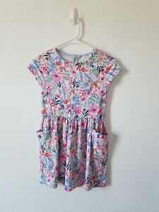 Joules Girl Multicolor Watercolor Floral Print Jersey Dress size 9-10Y