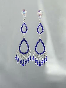 💖🌟NWT Stefanie Somers Water Double Swarovski Earrings in Cobalt 29997🌟💖 - Picture 1 of 1