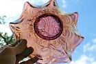 SCARCE ANTIQUE IMPERIAL PANSY CARNIVAL GLASS RUFFLED BOWL, LAVENDAR