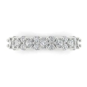 0.90 ct Round Wedding Bridal Promise  Band Ring 14k White gold simulated diamond - Picture 1 of 11