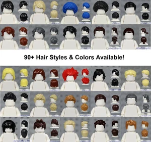 LEGO - MALE Hair Pieces - PICK COLORS & STYLE - Minifigure Wigs Hat Town City - Picture 1 of 127
