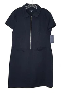 Tommy Hilfiger 1/2 Zip Dress Women's 14 Navy Short Sleeve Collared Classic - Picture 1 of 13