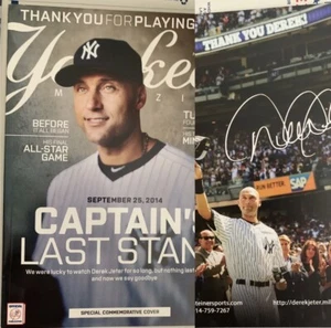 NY YANKEES DEREK JETER PROGRAMA DE JUEGO FINAL 25/09/2014 + TARJETA DE BÉISBOL CAPITÁN SGA - Imagen 1 de 6