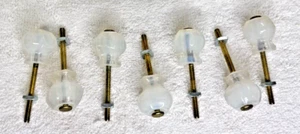 7 Antique Moonstone Glass Drawer Pulls w Hardware 1" Long Glass x 1" Wide - Picture 1 of 7