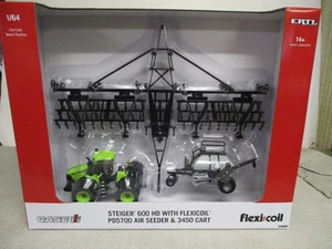 Case IH Steiger 600 HD Flexi-Coil PD5700 Air Seeder & 3450 Cart Toy Set, 1/64 - Picture 1 of 9