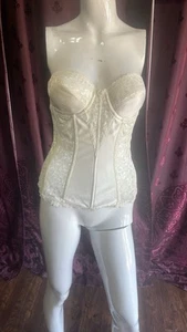 Vintage Elegant Cream Lace Carnival Corset Top Size 34B - Picture 1 of 9