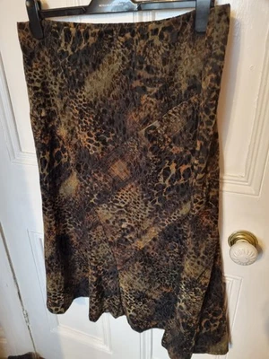 M&S Per Una Brown & Orange Velour Burn Out Pattern Long Midi Skirt Size 16 - NEW - Image 1 of 3