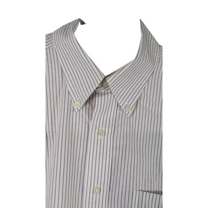 Brooks Brothers White Burgundy Striped Traditional Shirt Non-Iron 17-35 XL-2XL - Picture 1 of 9