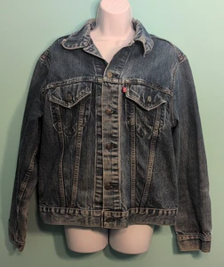 Vtg Mid 70's Stamp 52 Levi's Trucker 3 Denim Jacket Button Made USA Thrashed Sz? - Picture 1 of 21