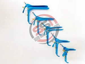 Graves Vaginal Speculum Set of 5 pcs Blue Coated LLETZ LEEP Gynaecology Instrume - Picture 1 of 2