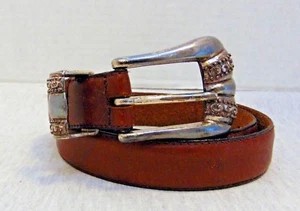 Cinturón de cuero marrón vintage Donna Katz 32" hebilla de metal - Imagen 1 de 9