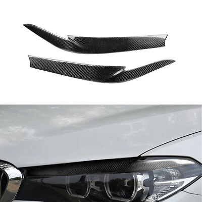 2x Cubierta de párpado de cejas de faros negros para BMW G30 G31 G38 530i M550i 2017-2023 Foto 1 de 4