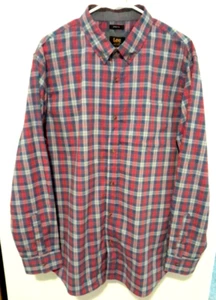 Lee Shirt Mens XL Pink/Blue Plaid Long sleeve button down Flip Cuff NEW - Picture 1 of 6