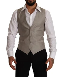 DOLCE & GABBANA Vest Beige Wool Single Breasted Waistcoat IT48 / US38 / M $600 - Picture 1 of 10