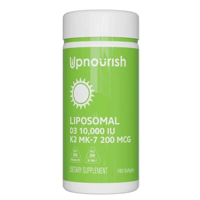 UpNourish Liposomal Vitamin D3 10000IU K2 MK-7 200mcg Softgel 180 ct - Image 1 of 4