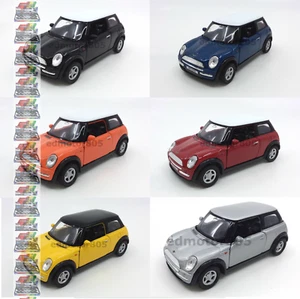 MINI COOPER SCALA 1:38 WELLY DIECAST PULLBACK giallo/nero/arancione/rosso/argento/blu - Foto 1 di 6