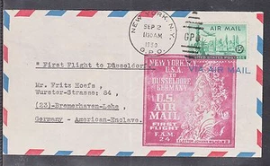 A 24 ) beautiful Cover 1950  First Flight New York to Germany American Enclave  - Picture 1 of 1