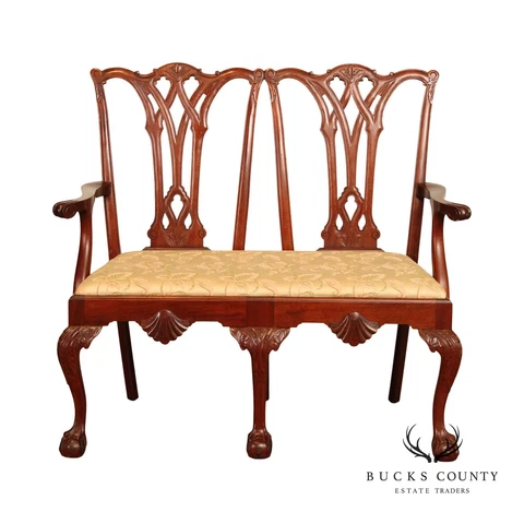 Chippendale Style Mahogany Ball and Claw Carved Settee Cover