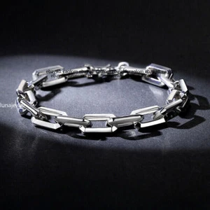 4.9-5mm Pure Platinum 950 Men Rolo Link Chain Bracelet Bangle 9-9.2g/7.08in - Picture 1 of 4