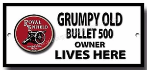 GRUMPY ROYAL ENFIELD BULLET 500 BESITZER LEBT HIER FERTIG METALLSCHILD. - Bild 1 von 1