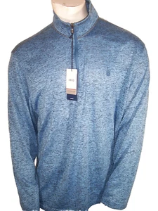 New Izod Advantage Performance XXL 1/4 Zip Heathered Blue Poly Pullover Sweater - Picture 1 of 6