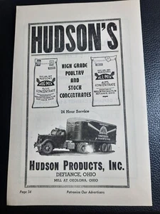 Rare! ..1953  Vintage Original Print Hudson's Products / Truck Ad Defiance Ohio - Picture 1 of 1