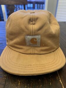 Vintage Carhartt Canvas Insulated Drop Ear Flap Red Quilt Lined Hat Sz L USA 