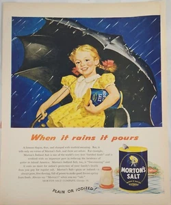 Mortons Salt 1946 anuncio vintage cuando llueve se vierte - Imagen 1 de 1