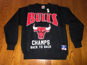 Vintage Chicago Bulls Back 2 Back Championship Crewneck Sweater Last Dance Md - Picture 1 of 5