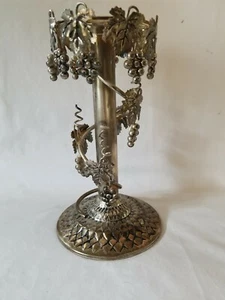 Silver Toned Candlestick Holder Grapes & Vines Very Nice! - Picture 1 of 9