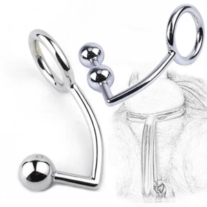 Butt Plug Stainless Steel Metal Anal Hook Anal Plug Dilator Penis Cock Ring - Picture 1 of 15