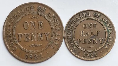 1922 年澳大利亚一便士半便士 - 2 件套 — 第 1/4 张图片
