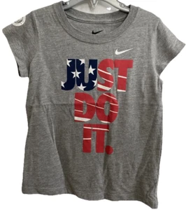 Nike Gray USA Olympic Team Logo Graphic Front Child Size Size 6X Short Sleeves - Picture 1 of 10