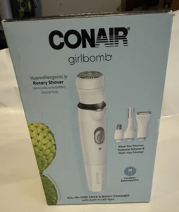 CONAIR GIRLBOMB RASOIO ROTANTE ALL-IN-ONE VISO E CORPO ORECCHIO NASO TRIMMER NUOVO IN SCATOLA - Foto 1 di 5