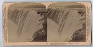 Niágara incansable Stereoview vintage, Horseshoe Falls, desde arriba, 1902 - Imagen 1 de 2