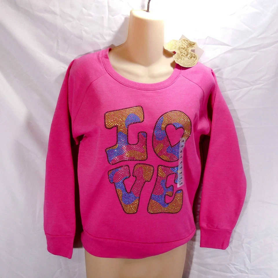 Top Signorelli Niñas Manga Larga Rosa Cuentas LOVE Talla XL 14 Cuello Corto - Cintura Foto 1 de 4