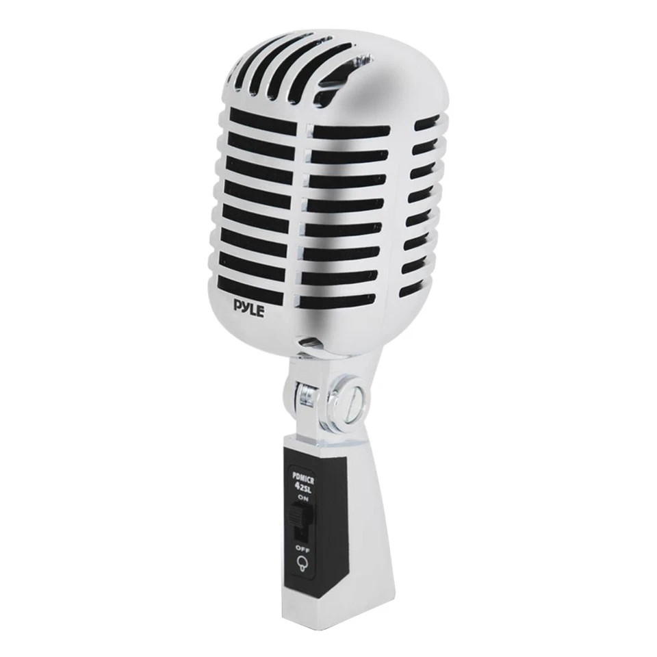 Classic Retro Vintage Style Dynamic Vocal Microphone w/ 16' XLR Cable (Silver) - Image 1 of 1