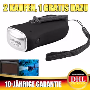 Kurbeltaschenlampe Solar Taschenlampe Handkurbel Solarbetriebene Dynamo Camping - Bild 1 von 10