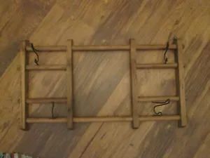 Vintage Wooden Collapsible Rack w 4 Hooks - Center Space for Mirror or Art - Picture 1 of 8