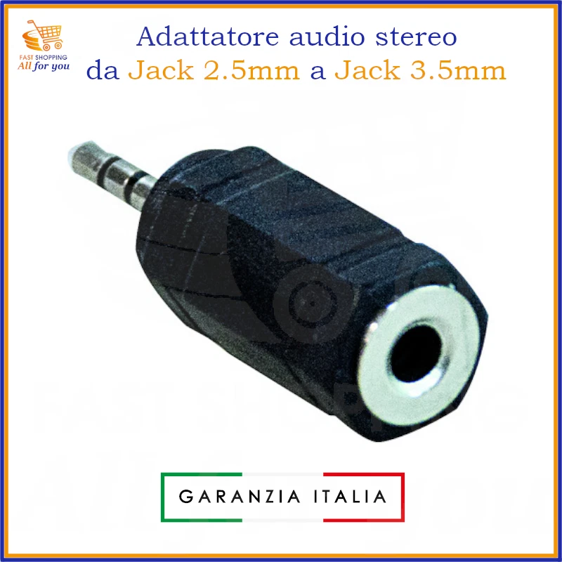 Adattatore jack da 2.5 maschio a 3.5 femmina stereo convertitore per audio - Immagine 1 di 1