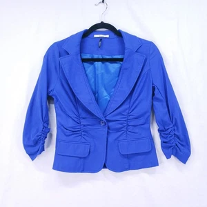 Kurzblazer Papaya royalblau Y2K Preppy Business geraffte Ärmel Größe M - Bild 1 von 16