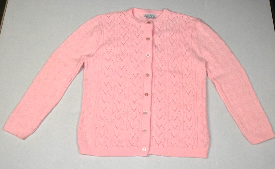 Cárdigan Suéter Vintage Tejido Wintuk Talla M Años 60 Polvo Rosa Hecho en EE. UU. Foto 1 de 4