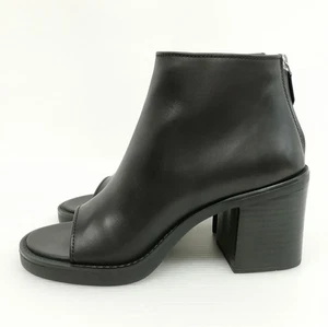 Miu 5Tk058 Leather Open Toe Booty Short Boots Extreme Black Women's Dy156 - Picture 1 of 10