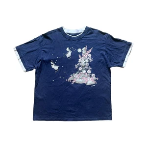 Vintage 90s Morning Sun T-Shirt Mouse Floral Double Collar Cottagecore Whimsical - Picture 1 of 9