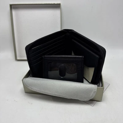 Cartera Levenger Cuero Negro con Cremallera AL12895NM Nueva En Caja Foto 1 de 4