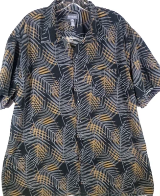 Van Heusen-Mens Hawaiian Shirt-2XL XXL 18.5-Black-Casual Button Down-Travel - Image 1 of 4