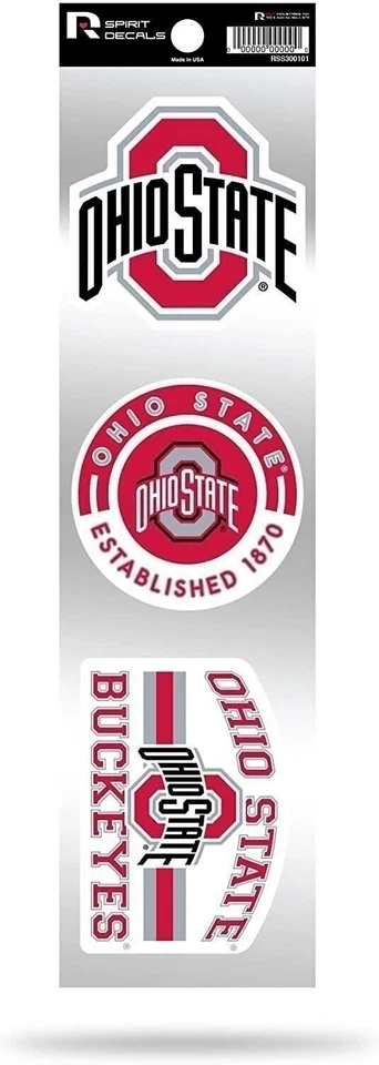 Ohio State Buckeyes 3 Piece Retro Spirit Decals Premium Throwback Stickers - Image 1 of 1